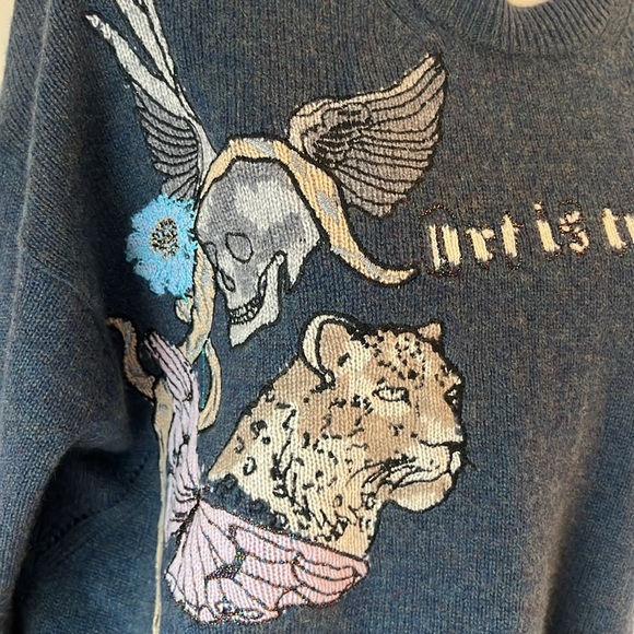 Zadig & Voltaire Cashmere Sweater Denim color Size XS runs like a LG/XL - Picture 3 of 9